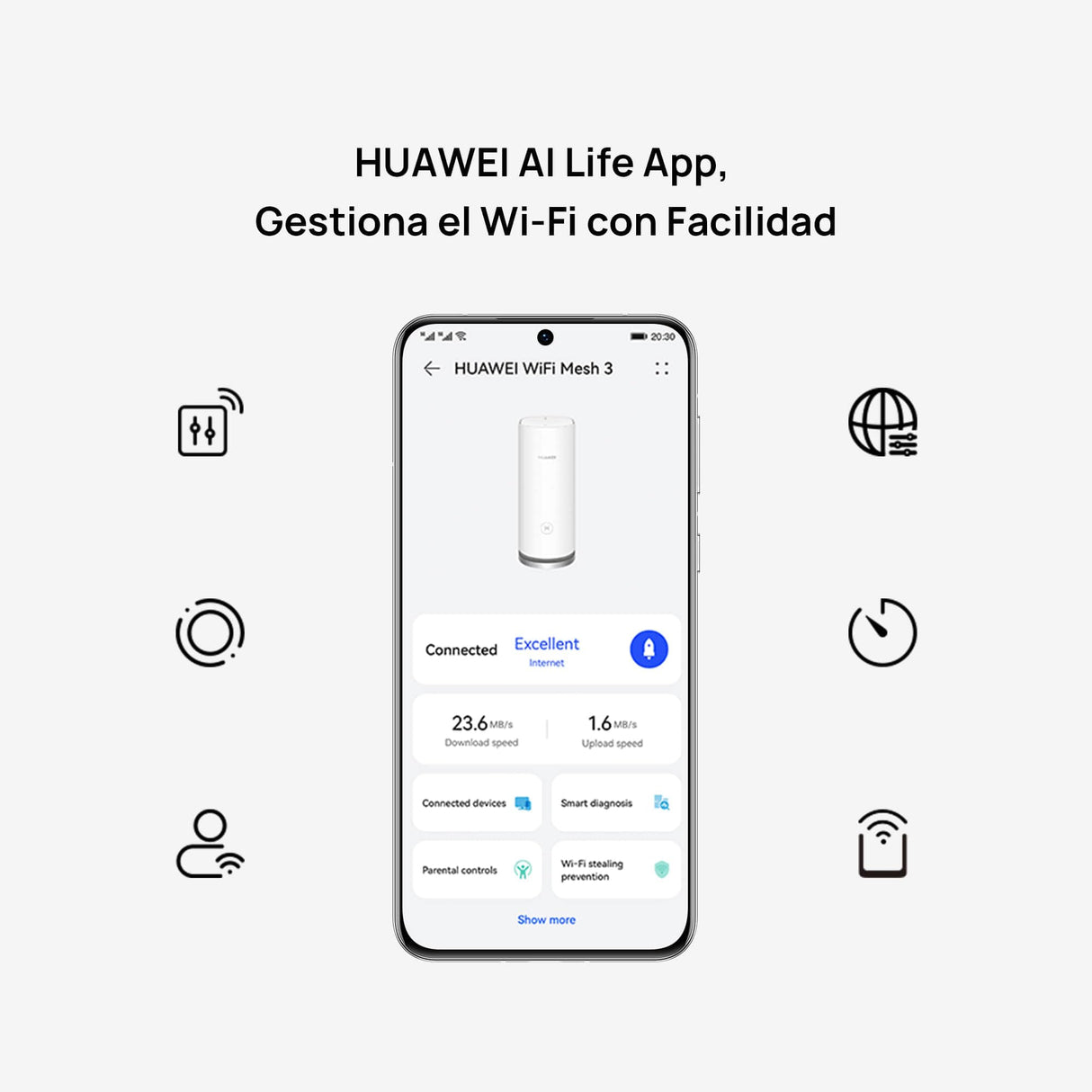HUAWEI WiFi Mesh 3, Router Mesh Wi-Fi 6 AX3000 para Todo el hogar, Cobertura de hasta 200-400 m², Paquete de 3, 9 Puertos GE en Total, Seguridad HomeSec™, Exclusivo de Amazon, 42 Meses de Garantía
