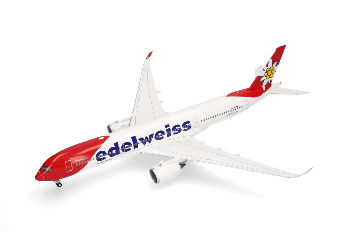 herpa Avión en Miniatura Edelweiss Air Airbus A350-900 – HB-IHF PIZ Bernina, a Escala 1:200, Pieza de colección, Modelo sin Base, plástico