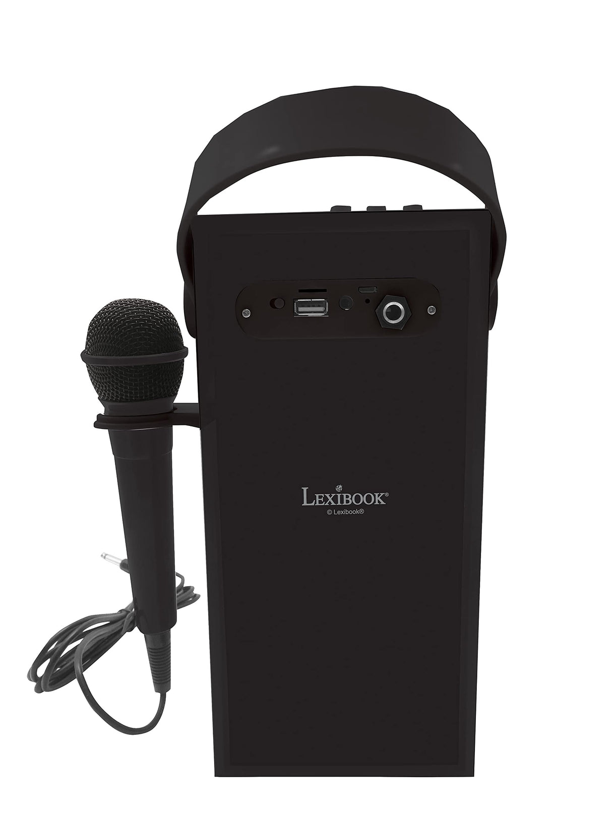 LEXIBOOK, iParty, Altavoz Luminoso Bluetooth portátil con micrófono, Efectos de luz, Karaoke, inalámbrico, USB, Tarjeta SD, batería Recargable, Negro, BTP180BKZ