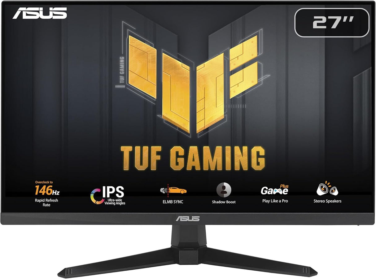 ASUS TUF Gaming VG279QE5A Monitor Gaming de 27", Full HD (1920 x 1080), overclocking a 146 Hz, IPS, ELMB Sync, MPRT de 1 ms, Altavoces estéreo, Variable Overdrive, DisplayWidget Center