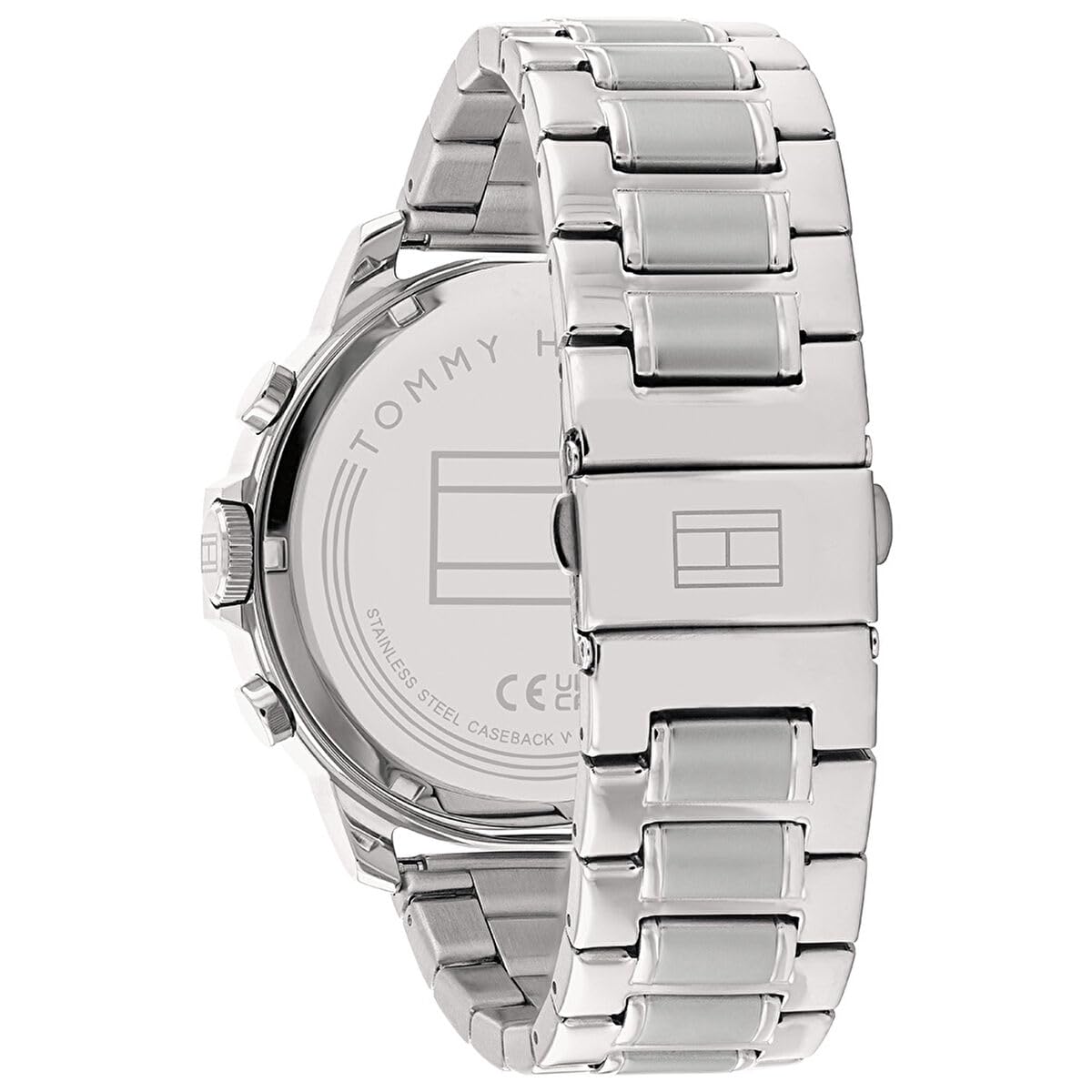 Tommy Hilfiger Reloj Analógico de Cuarzo Multifunción para Hombre con Correa de Acero Inoxidable Plateada - 1710492