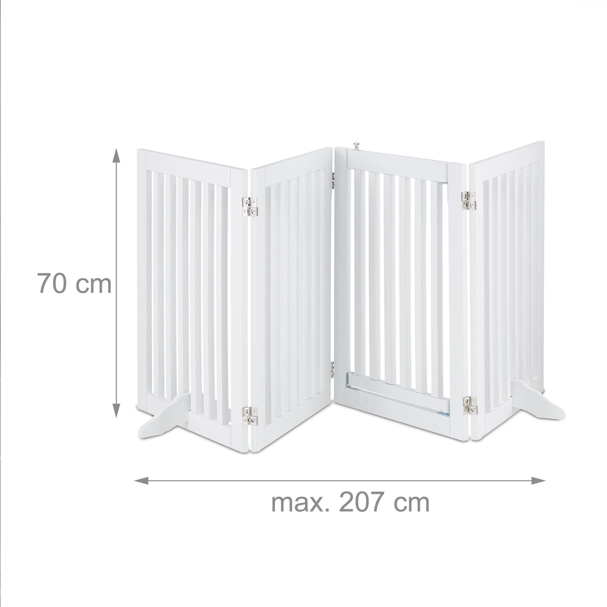 Relaxdays Barrera Seguridad Niños, Valla Protectora Bebés y Mascotas, 4 Paneles, con Puerta, Plegable, 70x207 cm, Blanca, Tablero de Fibras