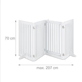 Relaxdays Barrera Seguridad Niños, Valla Protectora Bebés y Mascotas, 4 Paneles, con Puerta, Plegable, 70x207 cm, Blanca, Tablero de Fibras
