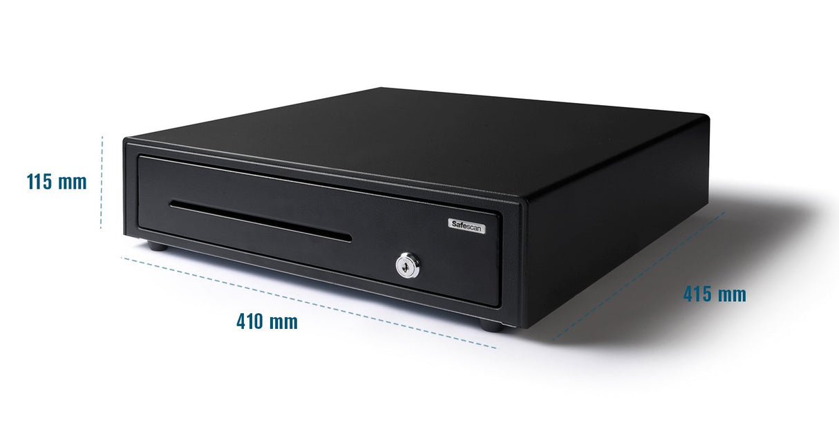 Safescan LD-4141 Cajón portamonedas uso ocasional para el efectivo - Caja registradora con 4 apartados para billetes y 8 para monedas - Caja dinero conexión RJ-12 - Cajón portamonedas 41x41,5x11,5 cm