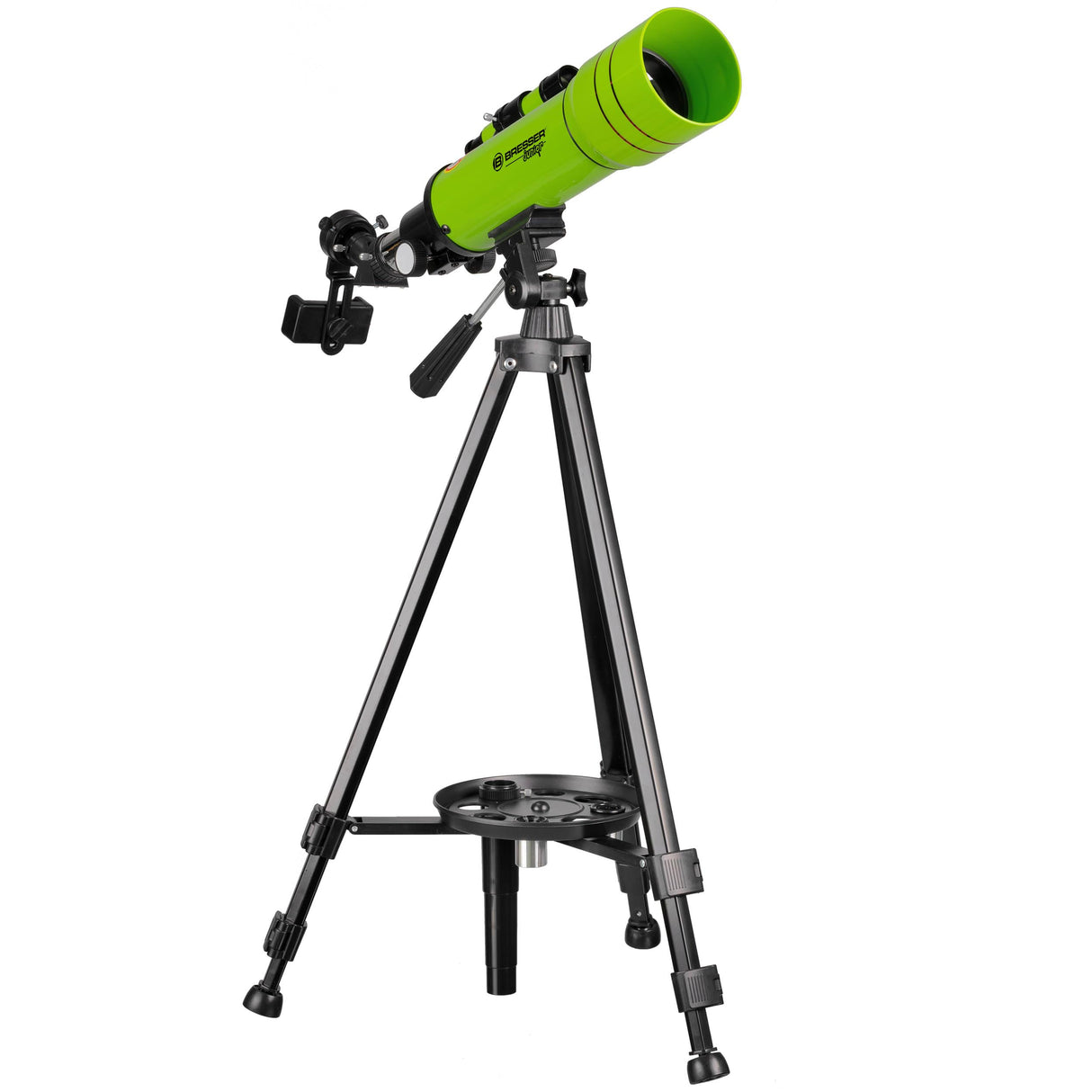 Bresser telescopio astronómico Refractor de Viaje para niños y Principiantes 70/400 Montura AZ con trípode, Adaptador para móvil, Mochila Verde