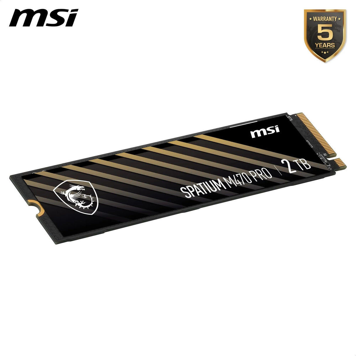 MSI SPATIUM M470 Pro SSD 2TB - PCIe 4.0 NVMe M.2 Unidad de Estado sólido Interna, 6000MB/s de Lectura y 5000MB/s de Escritura, 3D NAND, Seguridad de Datos integrada, Center - 5 años de garantía