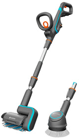 Gardena Multilimpiador Batería AquaBrush Universal 04/18V P4A Individual: Equipo de limpieza de batería, lavado de suelos de terrazas en una pasada, set sin batería (14842-55)