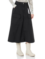 Love Moschino Canvas with Patch Pockets Falda Midi con Bolsillos de Parche, Black, 42 De Las Mujeres