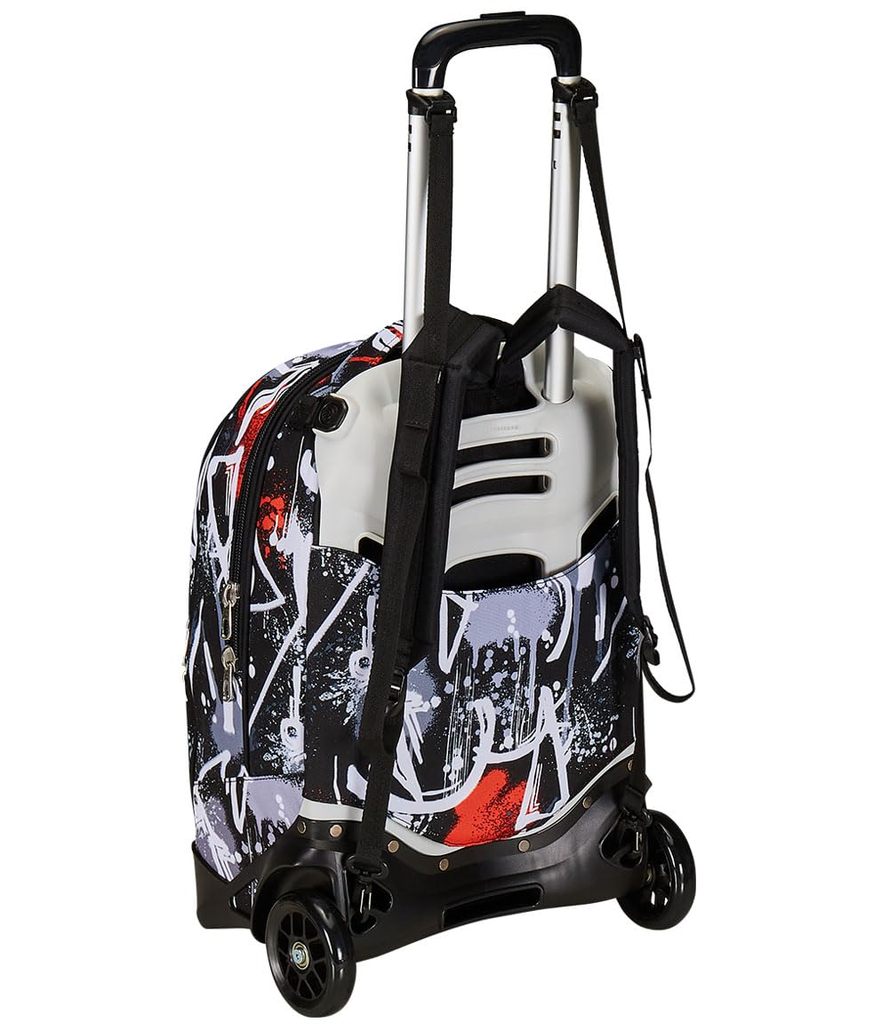 Seven Trolley New Tech, 2 Ruedas, Spray me, Negro, 3 en 1, Triple Uso, Mochila con Carro desenganchable, Mochila Escolar de Viaje, niño niño., Negro, Talla única, Escolar