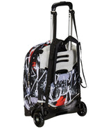 Seven Trolley New Tech, 2 Ruedas, Spray me, Negro, 3 en 1, Triple Uso, Mochila con Carro desenganchable, Mochila Escolar de Viaje, niño niño., Negro, Talla única, Escolar