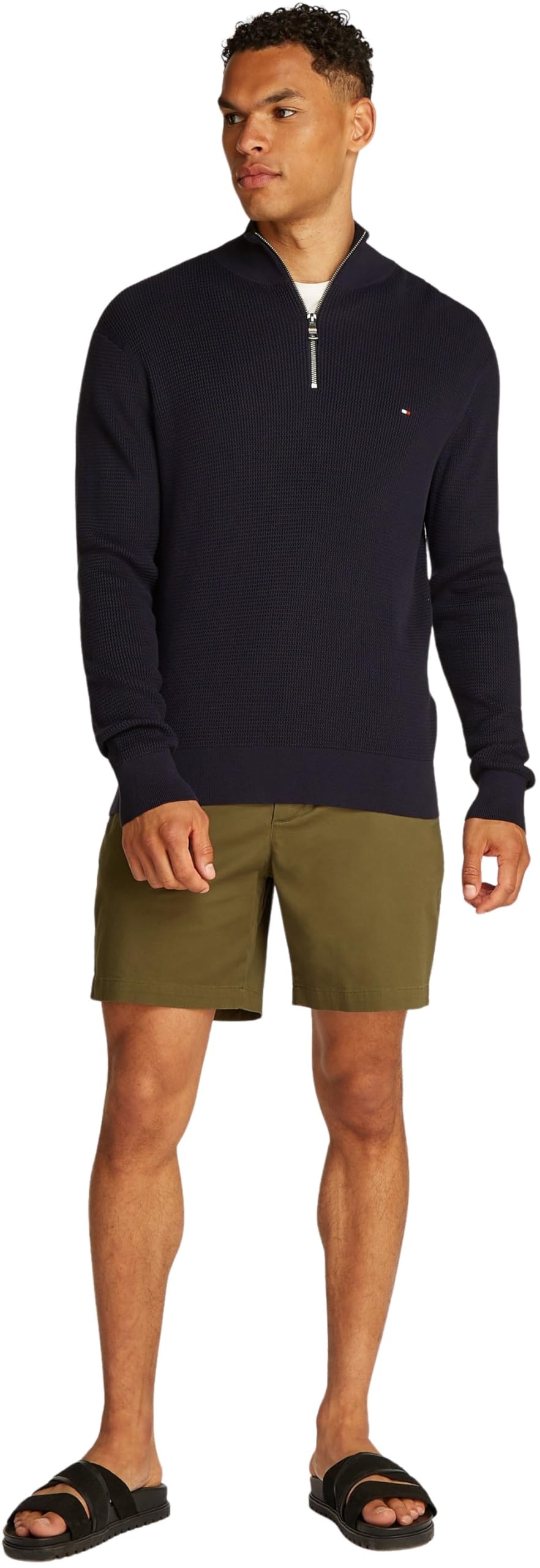 Tommy Hilfiger Jersey con Cremallera Hombre Racking Structure con Cuello Vuelto, Azul (Desert Sky), XL