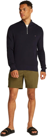 Tommy Hilfiger Jersey con Cremallera Hombre Racking Structure con Cuello Vuelto, Azul (Desert Sky), XL