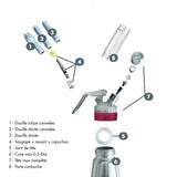 GOBEL - Sifón para la cocina profesional de acero inoxidable - Sifón para montar nata con recipiente y cabezal de acero inoxidable - 1 litro - Calidad profesional (cumple la norma NF D21-901)
