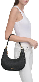 DKNY Abby Hobo Crossbody, Bolso de Mano Mujeres, Jet Blk/Blk