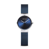 BERING 14526-307 Reloj de cuarzo para mujer con caja de acero inoxidable plateado de 26 mm y esfera azul, correa milanesa, cristal de zafiro y resistencia al agua de 3 ATM
