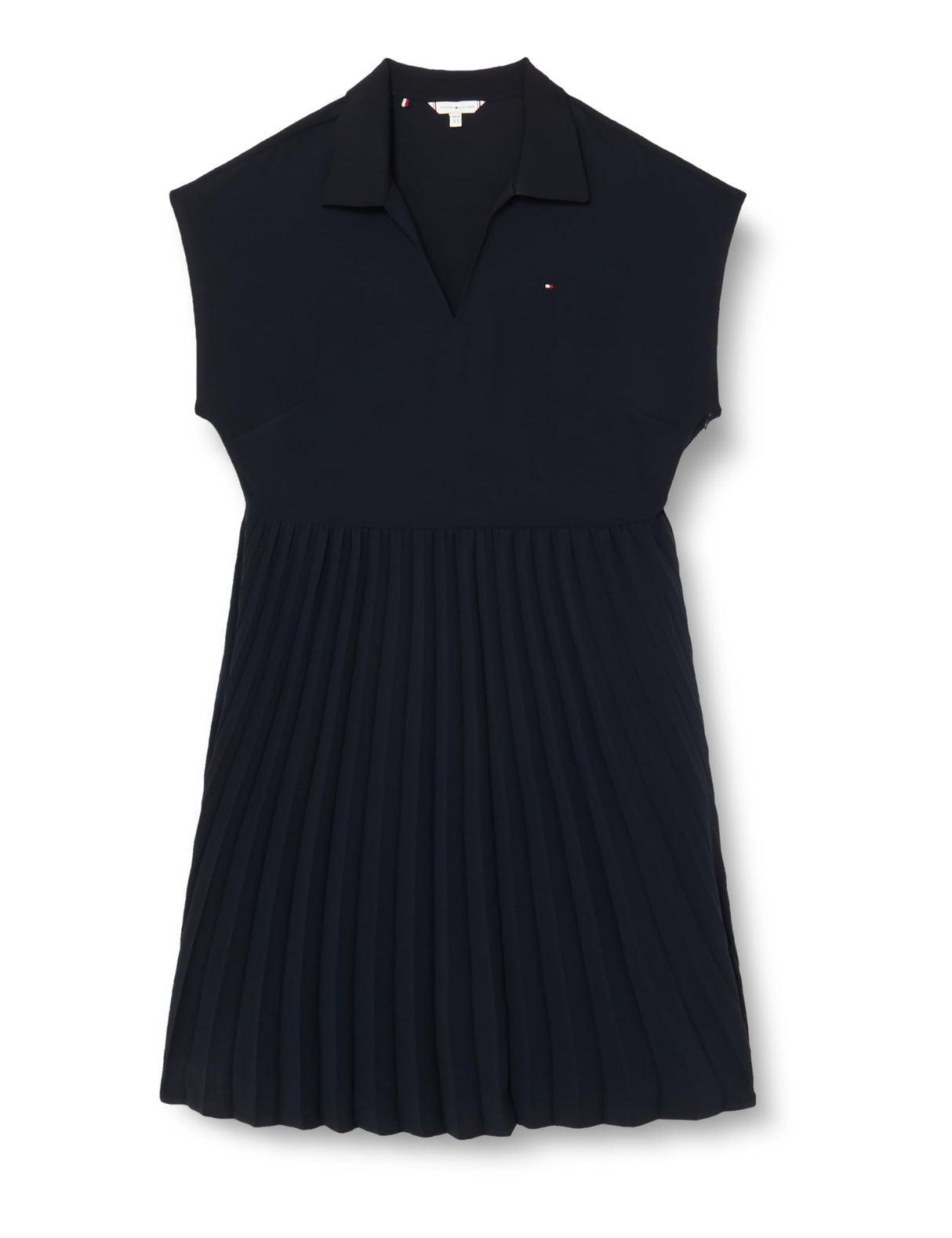 Tommy Hilfiger CRV Fluid Solid Pleated Dress WW0WW42509 Vestidos de Corte Ajustado y Acampanados, Azul (Desert Sky), 54 para Mujer