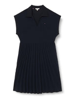 Tommy Hilfiger CRV Fluid Solid Pleated Dress WW0WW42509 Vestidos de Corte Ajustado y Acampanados, Azul (Desert Sky), 54 para Mujer