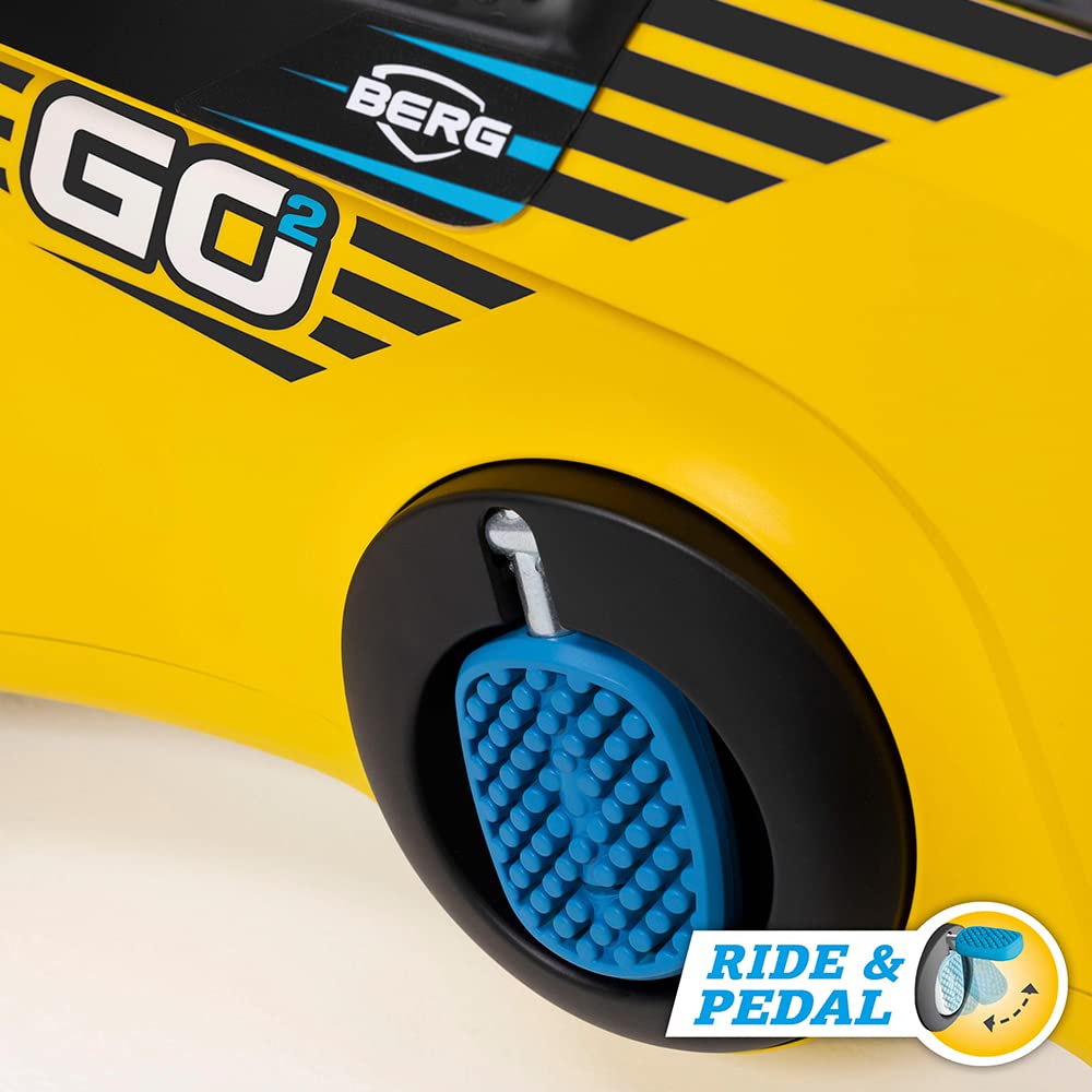BERG Toys GO2 - Go Kart 2 en 1 2 en 1 para bebés y niños pequeños, para Interiores y Exteriores, 4 Ruedas, Juguete para niños de 10 a 30 Meses, Amarillo