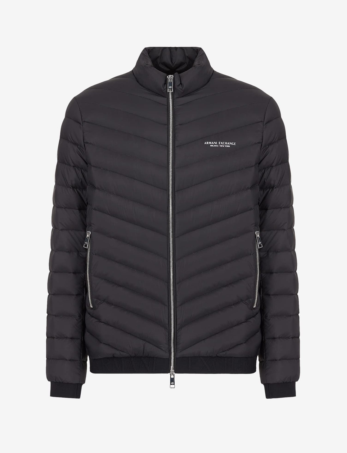 Armani exchange Chaqueta Acolchada Con Cremallera Y Logotipo de Milano/New York Abrigo alternativo de plumón, Hombre, Negro, XL