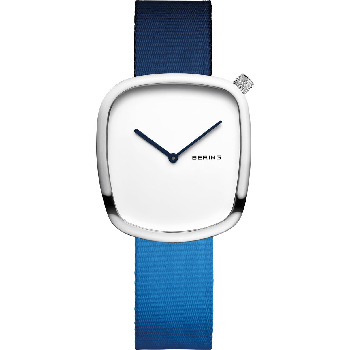 BERING 18034-309 Reloj de Cuarzo para Mujer con Caja de Acero Inoxidable de 30 mm con Acabado Negro y Esfera Blanca, Correa Estilo Militar, Cristal de Zafiro y Resistencia al Agua de 3 ATM