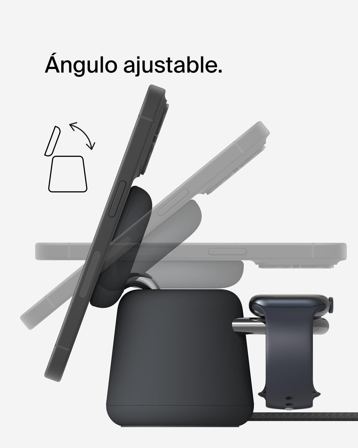 Belkin BoostCharge Pro Cargador inalámbrico 2 en 1 con Qi2 de 15 W, estación de Carga con MagSafe para iPhone Series 16, 15, 14, 13 y 12, Apple Watch, AirPods y Otros, Fuente de alimentación, Negro