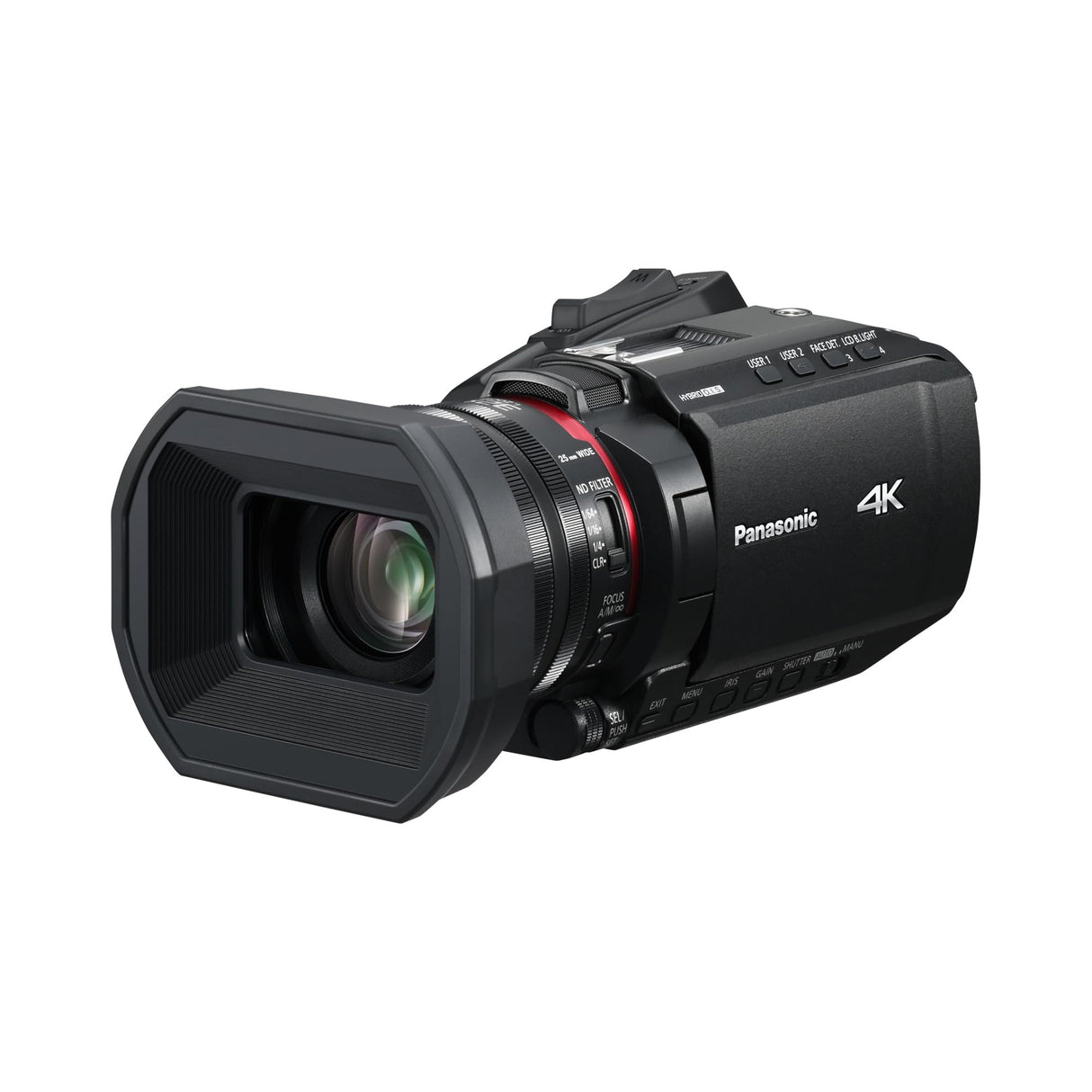 Panasonic HC-X1200E 4K 60p Videocámara Estilo De Mano con Lente Gran Angular de 25 mm, Zoom Óptico de 24x, OIS Híbrido de 5 Ejes, USB PD, Negra