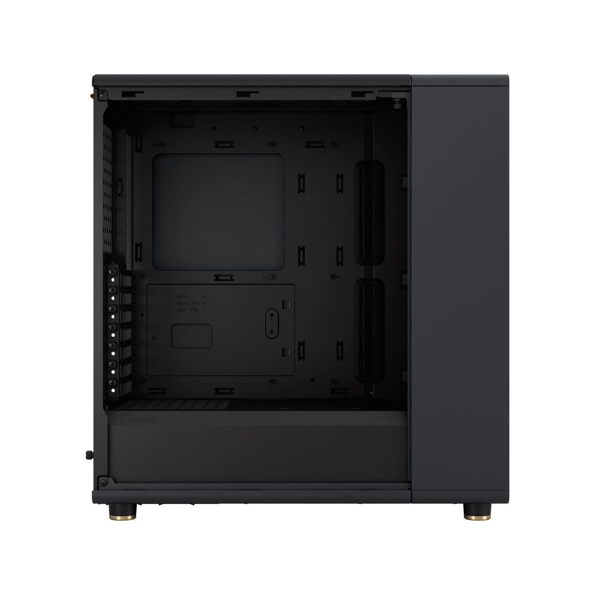 Fractal Design North Charcoal Black Tempered Glass Dark - Frente de Madera de Nogal - Panel Lateral de Vidrio - Incluye Dos Ventiladores Aspect PWM de 140 mm - Puerto USB Tipo C