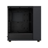 Fractal Design North Charcoal Black Tempered Glass Dark - Frente de Madera de Nogal - Panel Lateral de Vidrio - Incluye Dos Ventiladores Aspect PWM de 140 mm - Puerto USB Tipo C