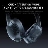 Razer Opus - Auriculares inalámbricos ANC con cancelación activa de ruido, Audio THX, Batería de 25h (Bluetooth 5.0 y conector 3,5 mm, Reproducción automática/Pausa automática) Negro
