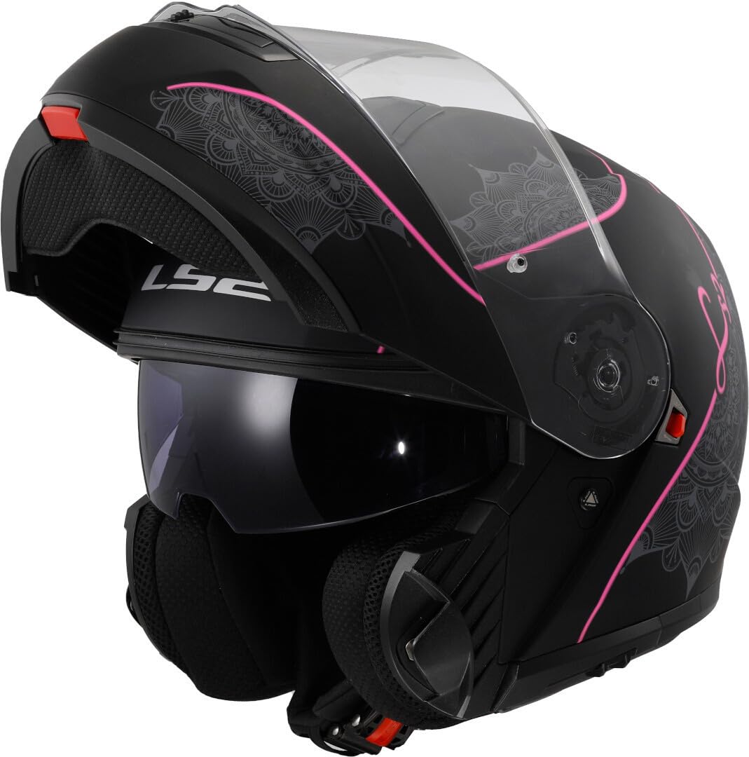 LS2, Casco modular moto STROBE II LUX negro rosa, S