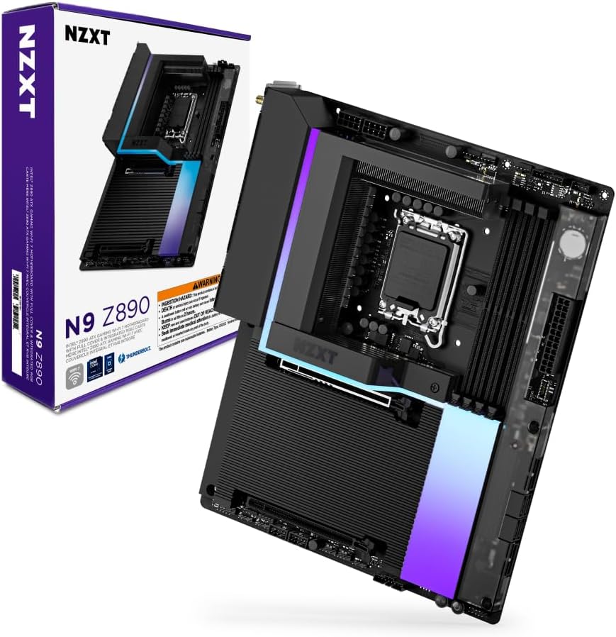 NZXT N9 Z890 Gaming Motherboard - Intel Z890 LGA 1851 ATX for Core Ultra (Series 2) - 20+1+1, DDR5, 5X M.2, PCIe 5.0, Wi-Fi 7, 5GbE, Thunderbolt 4 - RGB, Full Metal Housing - Black