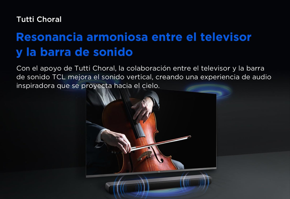 Barra de Sonido TCL S45HE 2.0 Canales para TV, 100 vatios, Cine en casa, expansión de Sonido, Dolby Atmos, DTS Virtual:X, Mando a Distancia único, Bluetooth 5.2, HDMI eArc, USB