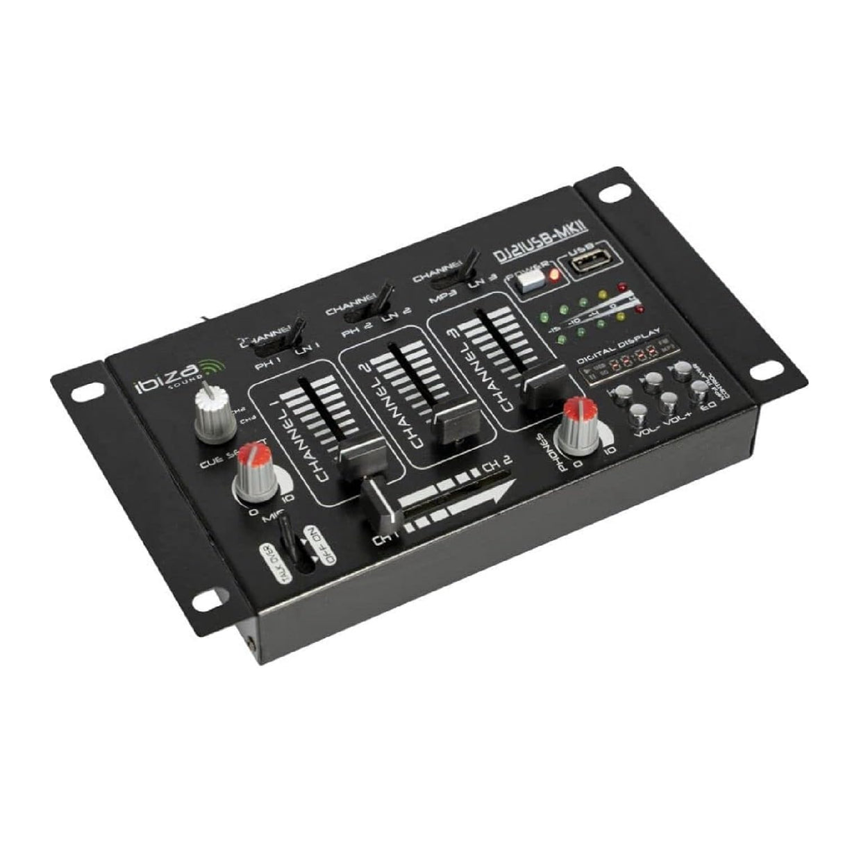 Ibiza - DJ21USB-MKII - Mezclador de 4 vías/7 canales con varias entradas - USB - Negro