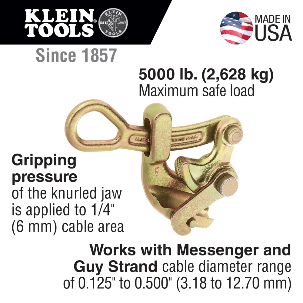 Klein Tools 1604-20 Haven's Grip para cable de cable Messenger y Guy, dorado, diámetro del cable de 0.125 pulgadas a 0.50 pulgadas