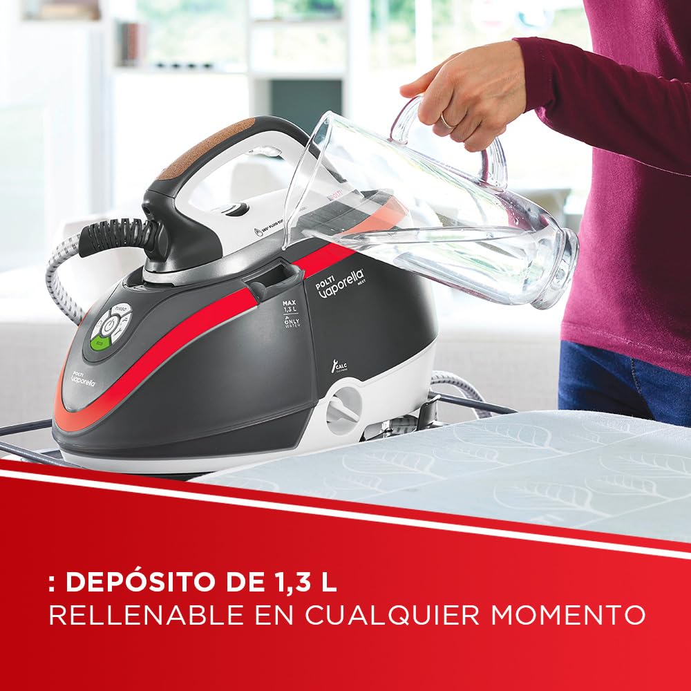 Polti Vaporella Next VN18.30, Plancha de Vapor con Caldera, Presión hasta 6 Bar, Potencia 2200 W, Función Eco y Turbo, Autonomía ilimitada, Steam Pulse 350 g, Gris y Rojo