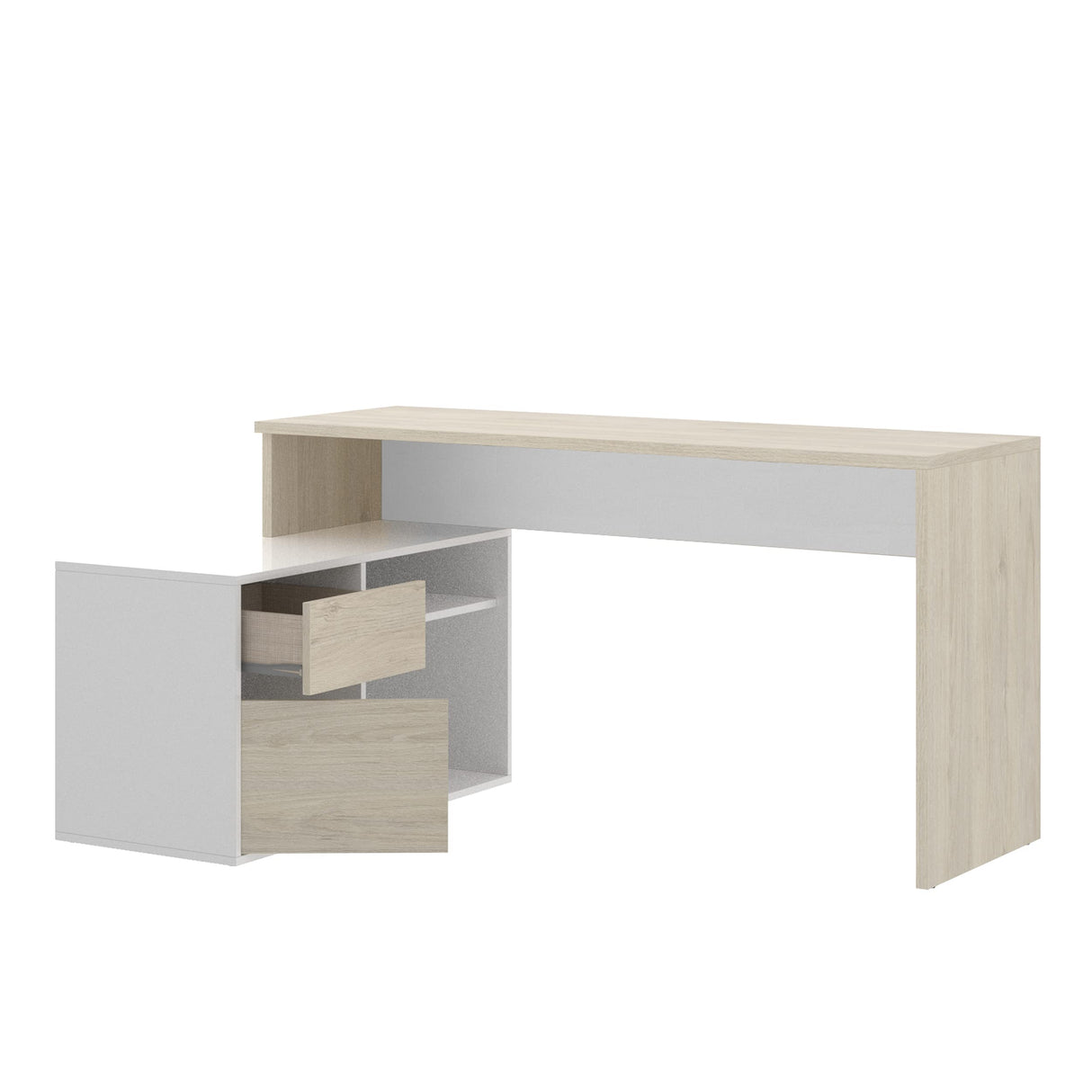 DEKIT GRUPO RIMOBEL ROX - MESA ESCRITORIO CON ALMACENAJE Y DOBLE MONTAJE - 139x75 cm - NATURAL / BLANCO