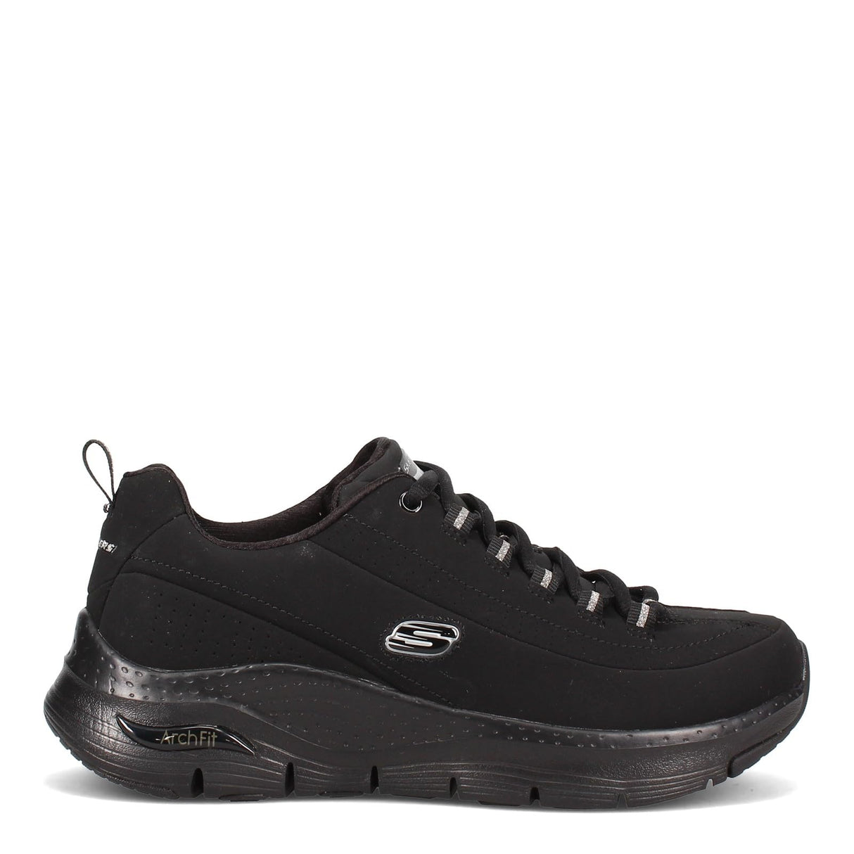 Skechers ARCH FIT METRO SKYLINE, Zapatillas para Mujer, Black Trubuck / Silver Trim #L, 37 EU