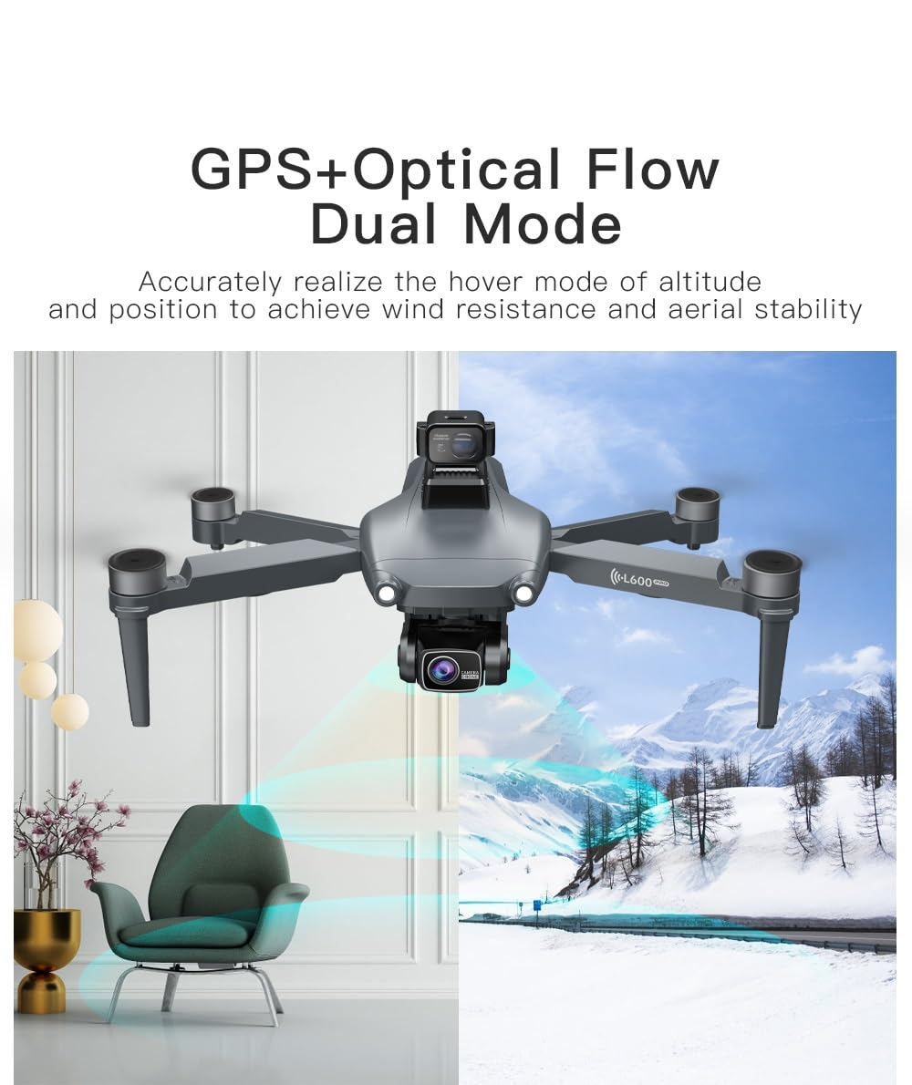 LUXWALLET Chopper X Dodge - 21.6KM/h Drone - WiFi GPS 1080P Full HD Drone – Laser Obstacle Avoidance - EIS Stabilisator - 1200 Meter Afstand + 2X Accu