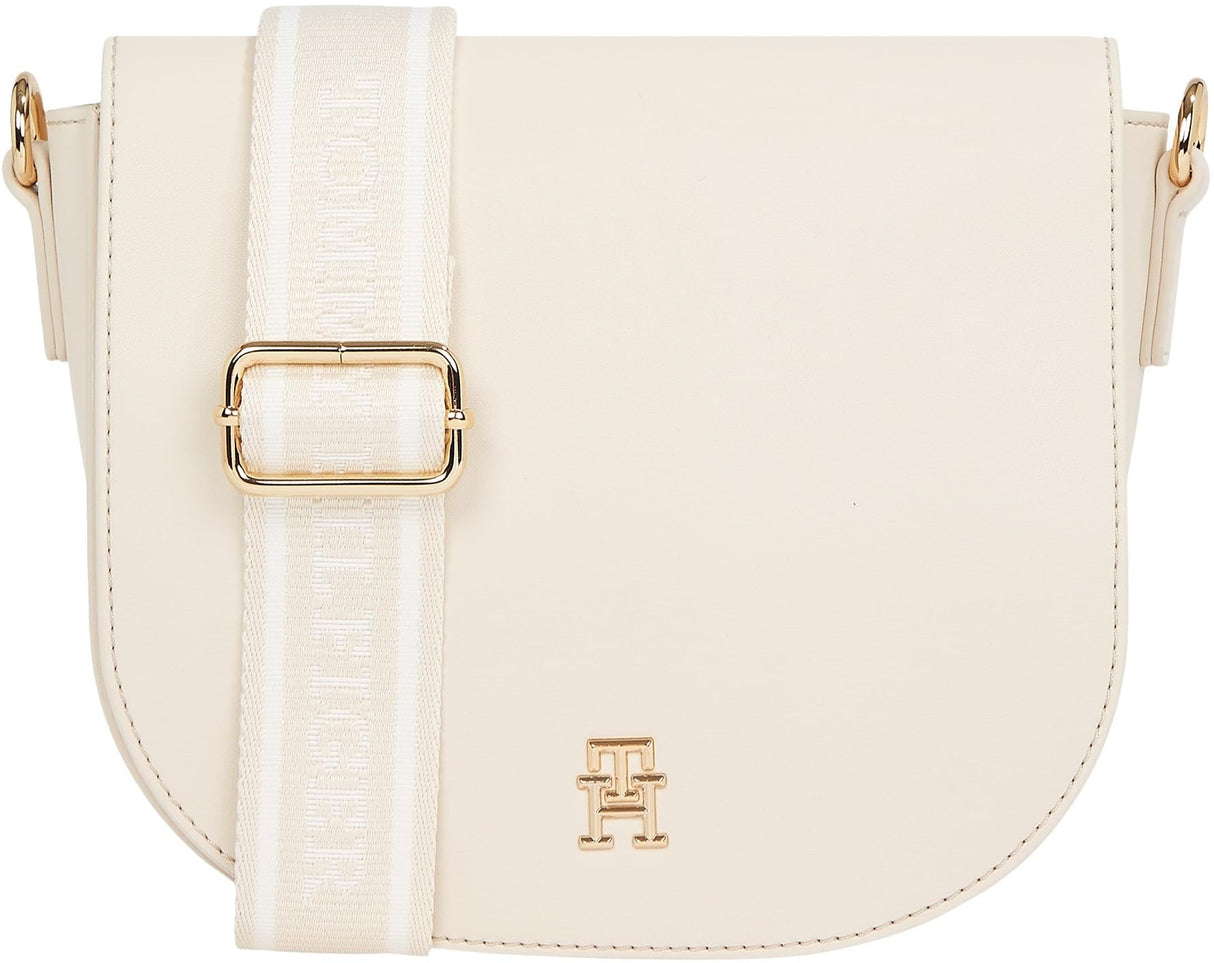 Tommy Hilfiger Bolso bandolera Mujer Logotape con correa ancha, Beige (Sugarcane), Talla Única