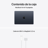 Apple MacBook Air de 15,3 Pulgadas con Chip M5: Pantalla Liquid Retina, CPU de 10 núcleos, GPU de 10 núcleos, 24 GB de Memoria unificada, 1 TB de SSD, Wi-Fi 7,Teclado español; Medianoche