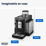 De'Longhi Rivelia EXAM440.35.B, Cafetera Superautomática con Espumador de Leche Manual, Tamaño Compacto, 8 Recetas, Pantalla Táctil a Color, Negro Ónix