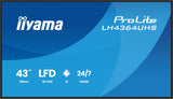 iiyama Prolite LH4364UHS-B1AG 108 cm 43" Digital Signage Display VA LED Panel 4K UHD HDMI USB-C USB2.0 RS-232c RJ45 Android 14 OS iiSignage² WiFi Mediaplayer 24/7 AntiGlare Negro