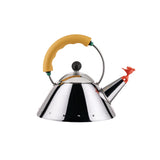 Alessi Kettle 9093/1 Y - Hervidor de Design, para la Cocción por Inducción, Fondo en Acero Inoxydable 18/10 Brillante con Mango y Chiflete en Forma de Pajarito en PA, Amarillo, 100cl