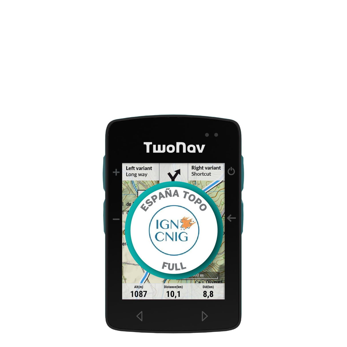 TwoNav Roc (32 GB) + Mapa España IGN 1:25000 Topo, GPS con Pantalla 2.7 Pulgadas para MTB, Ciclismo, Gravel o bikepacking con mapas incluidos. Color Turquesa