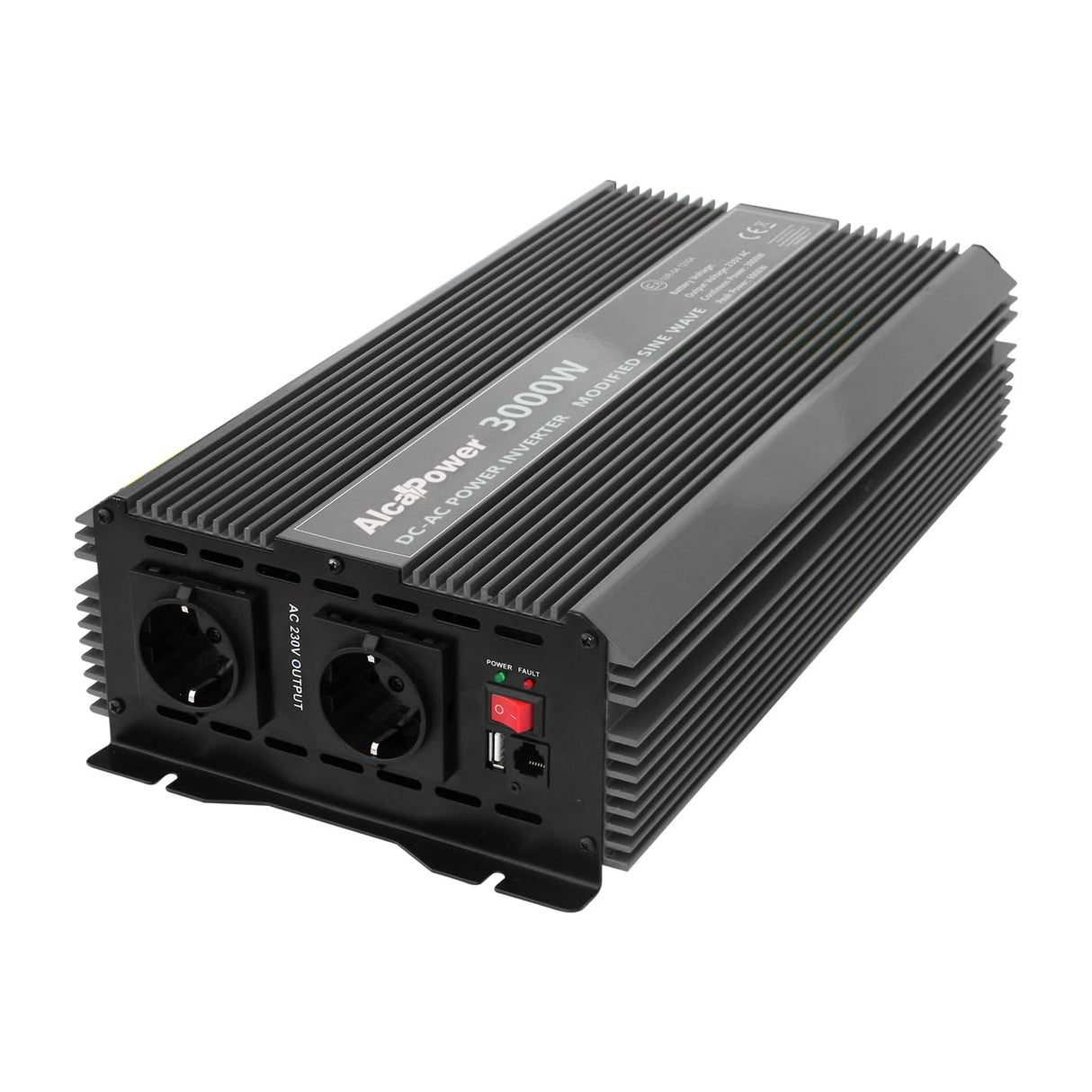 ALCAPOWER Inversor de Voltaje by President 3000W 12V-230V, sinusoide Modificado, Puerto USB