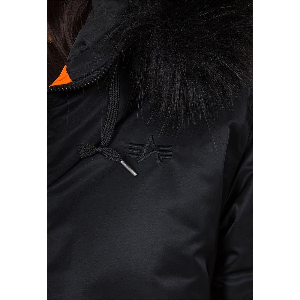 ALPHA INDUSTRIES Long Fishtail Chaqueta, Negro (Black-03), M para Mujer