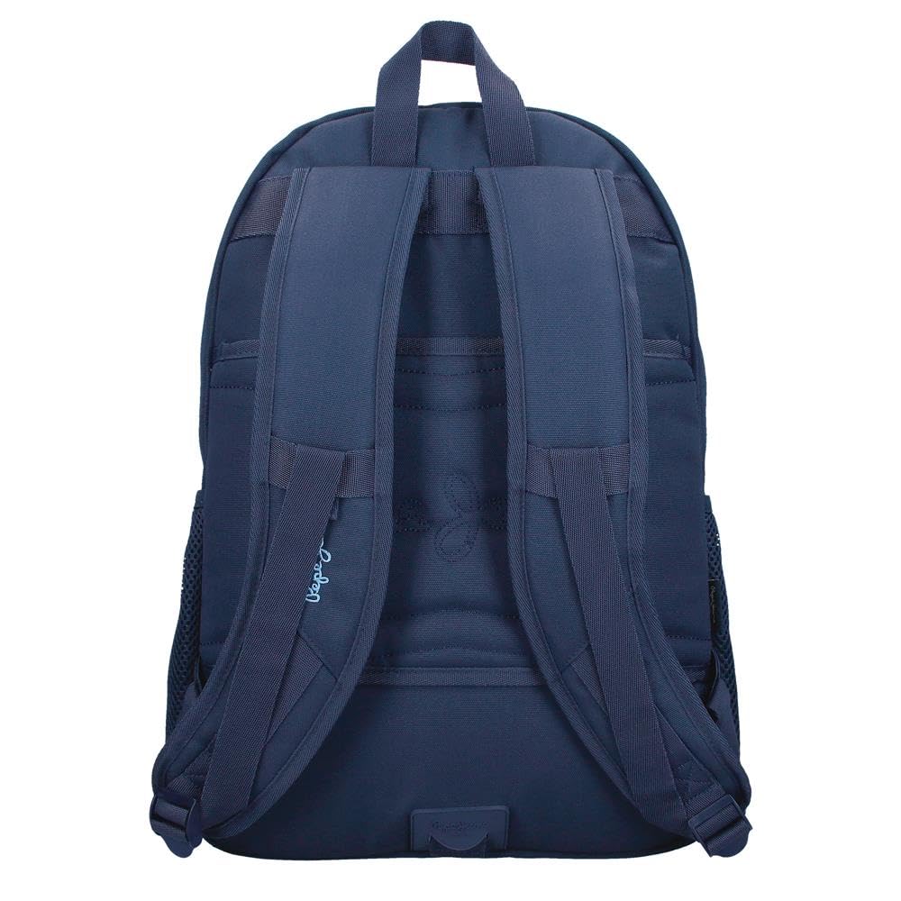 Pepe Jeans Seldon Mochila Escolar Doble Compartimento Adaptable a Carro Portátil 15,6 pulgadas Negro 33x46x17 cms Poliéster by Joumma Bags