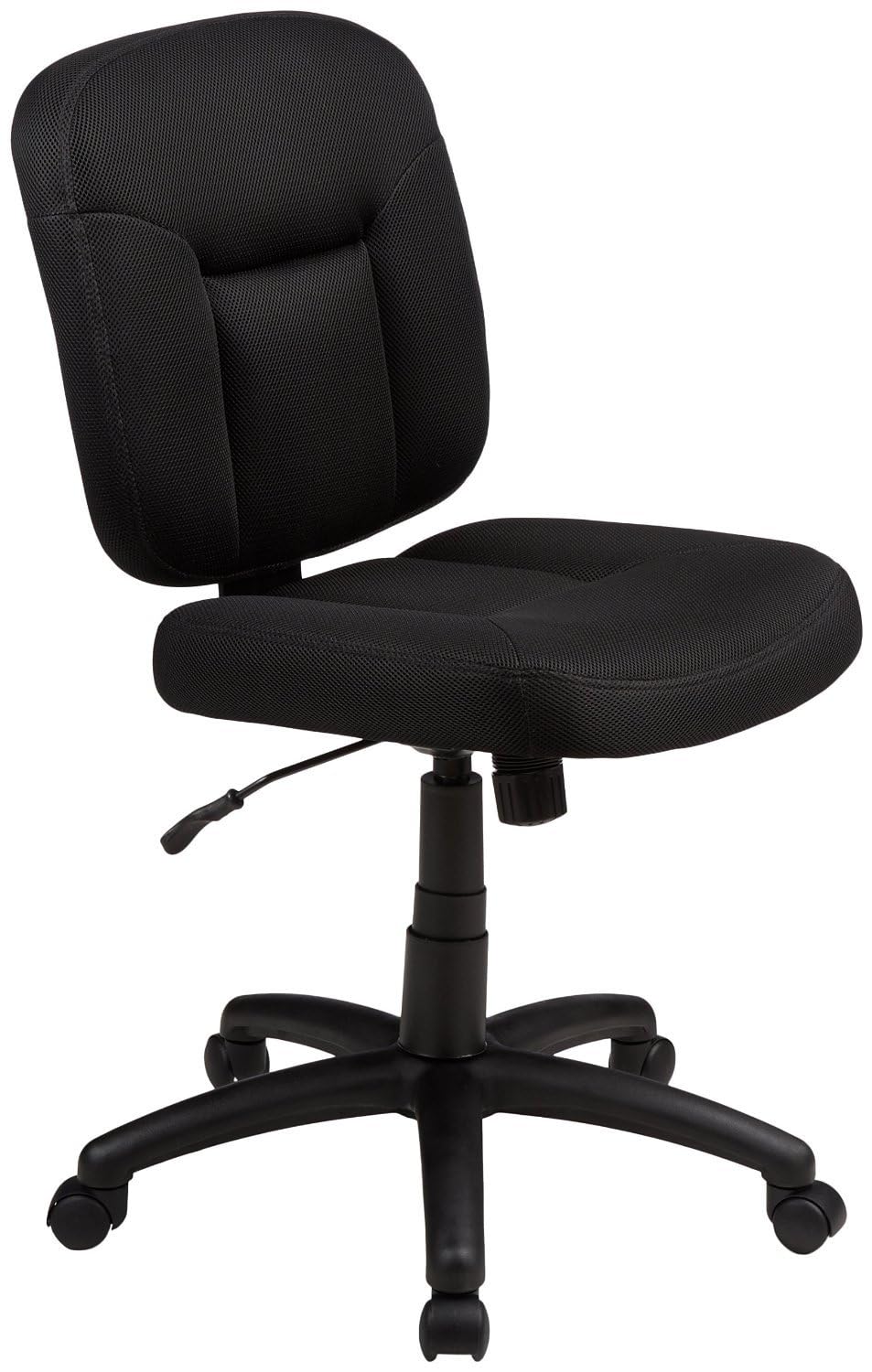 Amazon Basics Silla de Oficina con Respaldo Acolchado, Agradable en la Espalda, Altura Ajustable, fácil Montaje, 65 D x 61 W x 87.5-98 H cm, Color Negro