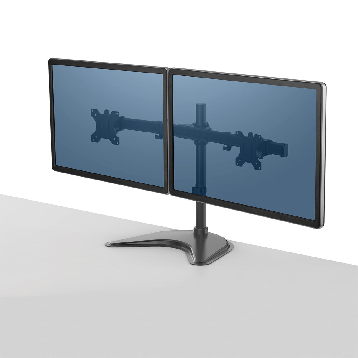 Fellowes - Professional Series - Soporte De Mesa Para Monitor Doble En Horizontal, Flexible Y Ajustable Para Colocar La Pantalla A La Altura Adecuada, Compatible Con Vesa, Negro