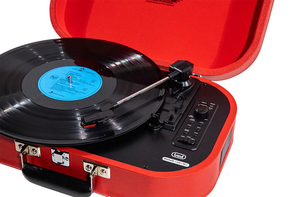 Tocadiscos Trevi TT 1020 BT Estéreo Bluetooth USB Batería Recargable Rojo
